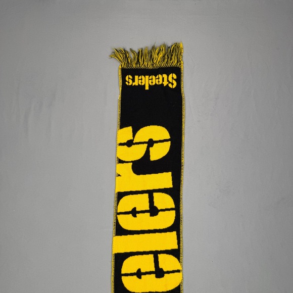 Pittsburgh Steelers NFL Knit Scarf Black Yellow Reversible Logo Fringe Fan Gear - Picture 4 of 7